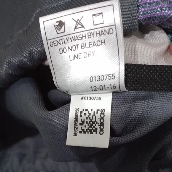 Adidas Gray and Red Drawstring Backpack with Teal Accents - Picture 2 of 4